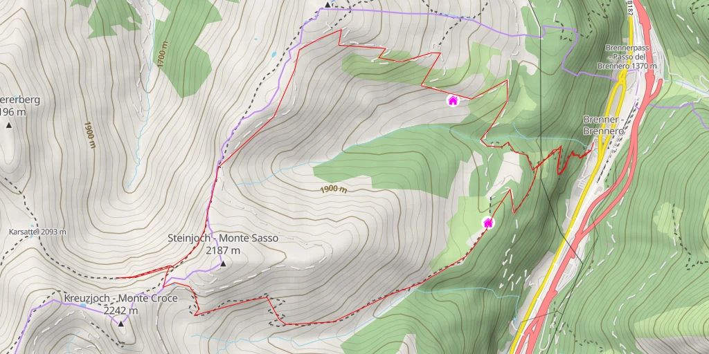 Carte de l'itinéraire :  Tiroler Höhenweg Wipptal - Tiroler Höhenweg Wipptal