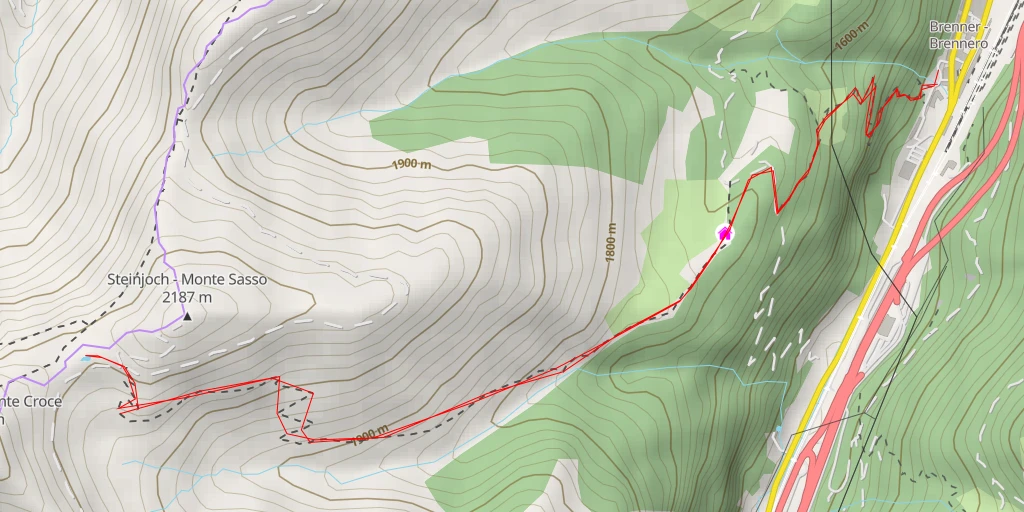 Carte de l'itinéraire :  Wechselalm - Brennersattel - Malga del Cambio - Passo del Brennero - Wechselalm - Brennersattel - Malga del Cambio - Passo del Brennero