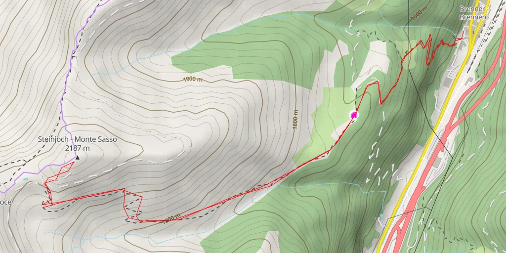 Map of the trail for Steinjoch - Monte Sasso