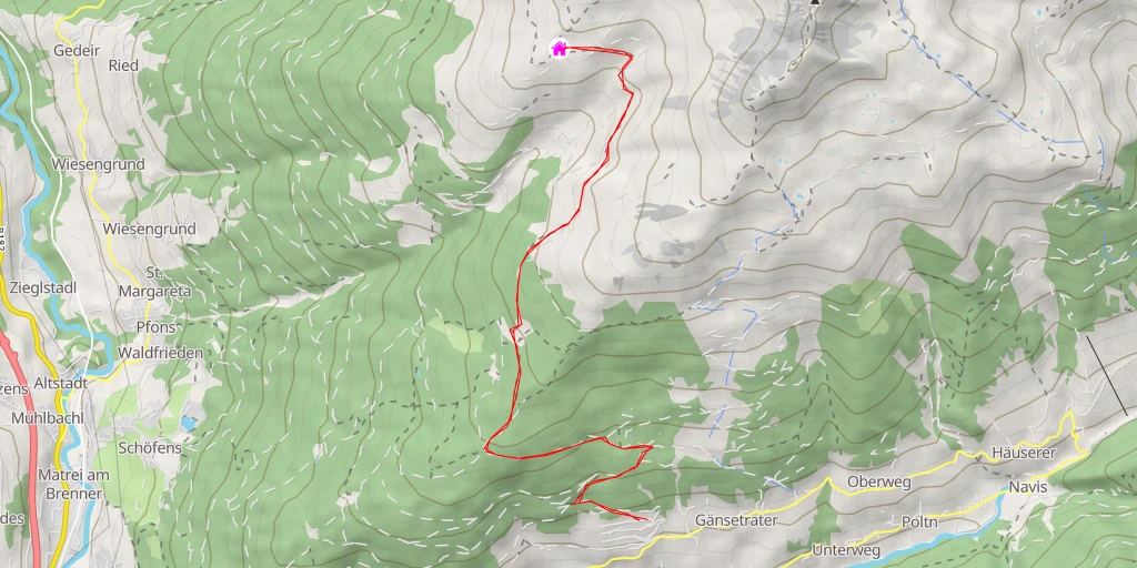 Map of the trail for Pfoner Ochsenalm