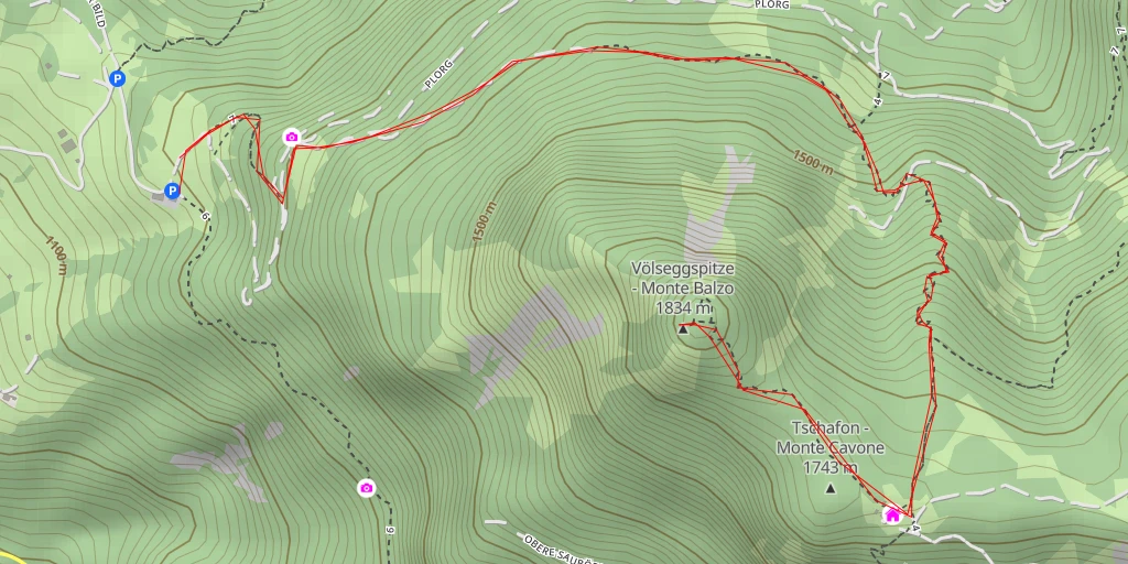 Map of the trail for Völseggspitze - Obere Sauböden