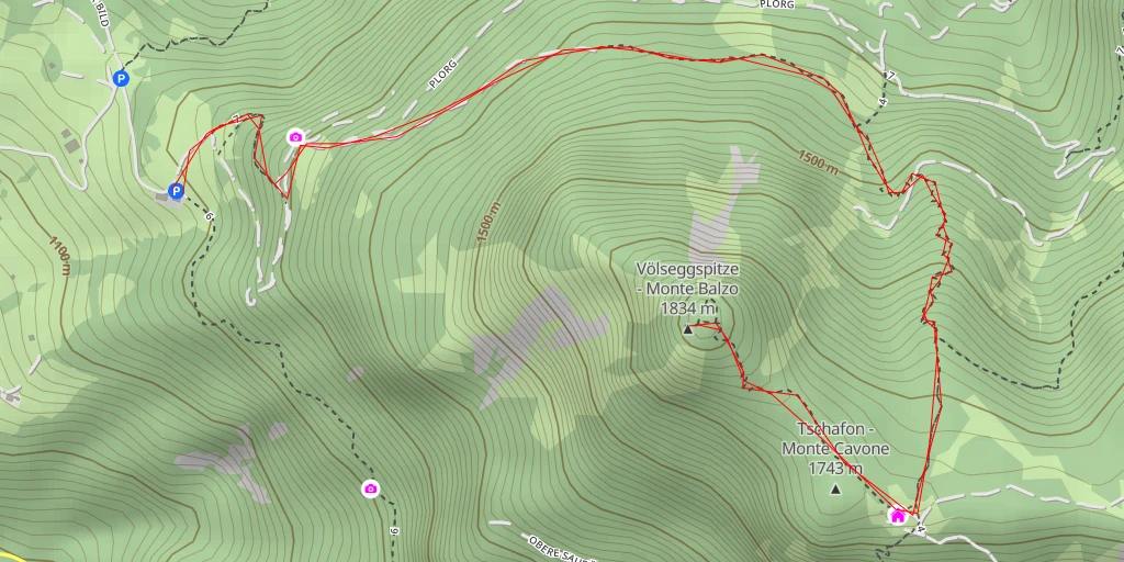 Carte de l'itinéraire :  Völseggspitze - Monte Balzo