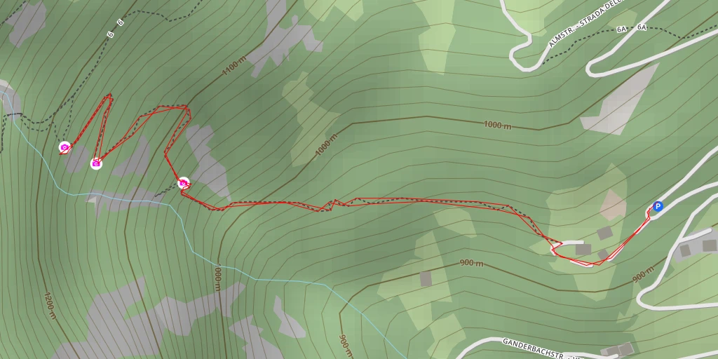 Map of the trail for Quarzporphyr in Barbia - Il porfido quarzifero di Barbiano - Barbian - Barbiano