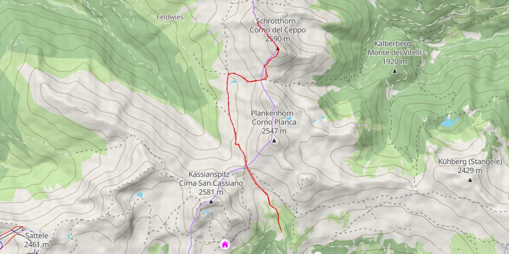 Map of the trail for Leierspitz - Monte Lira