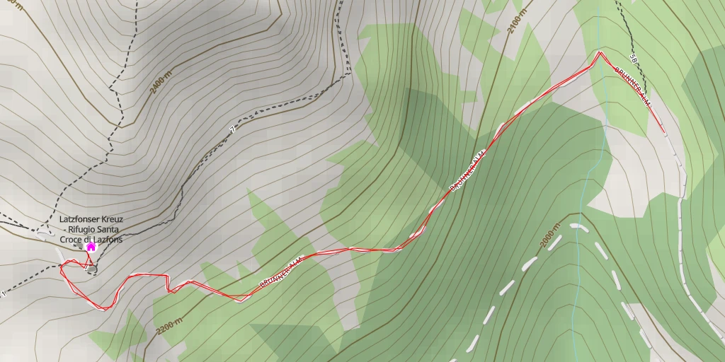 Carte de l'itinéraire :  Schutzhaus Latzfonser Kreuz - Rifugio Santa Croce di Lazfons