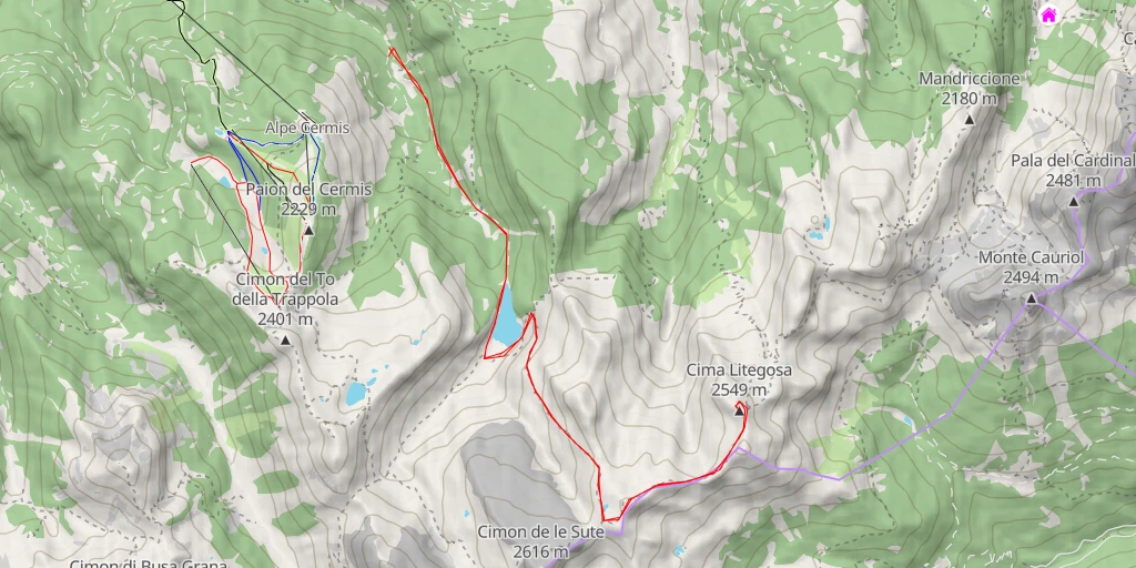 Map of the trail for Cima Litegosa