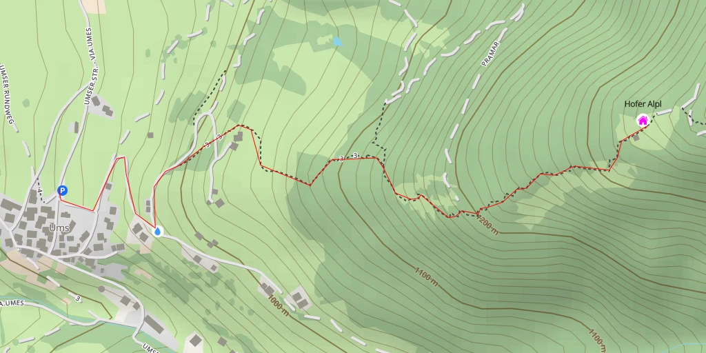 Map of the trail for Hofer Alpl