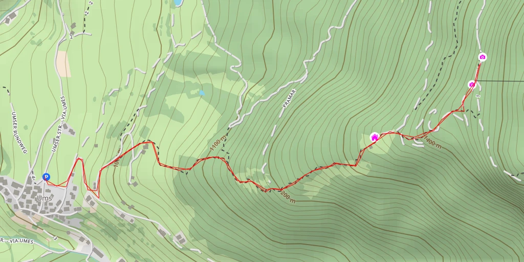 Carte de l'itinéraire :  1A - Völs am Schlern - Fiè allo Sciliar