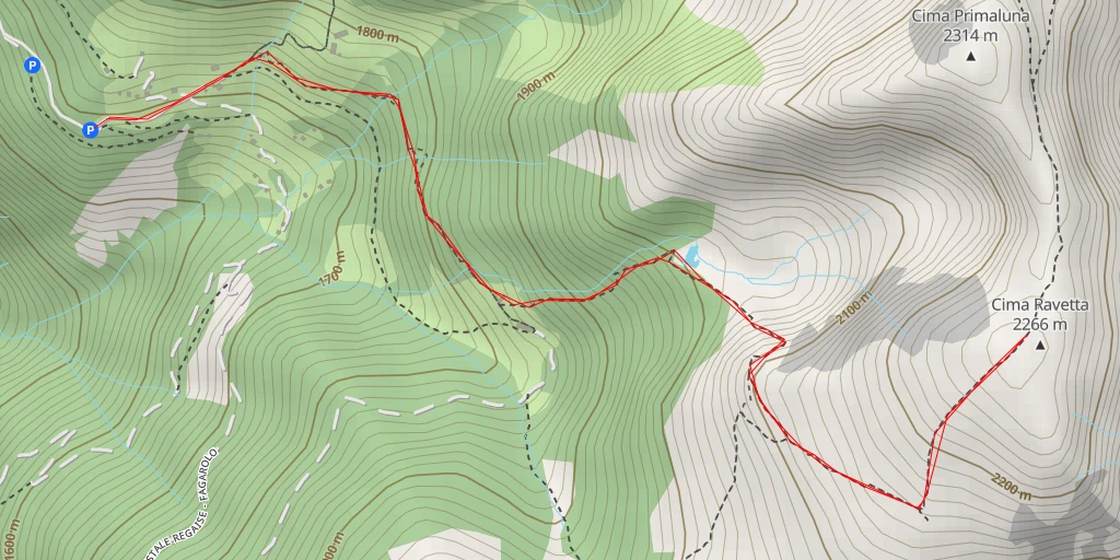 Carte de l'itinéraire :  Cima Ravetta