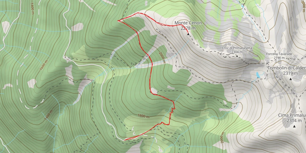 Map of the trail for Monte Cenon