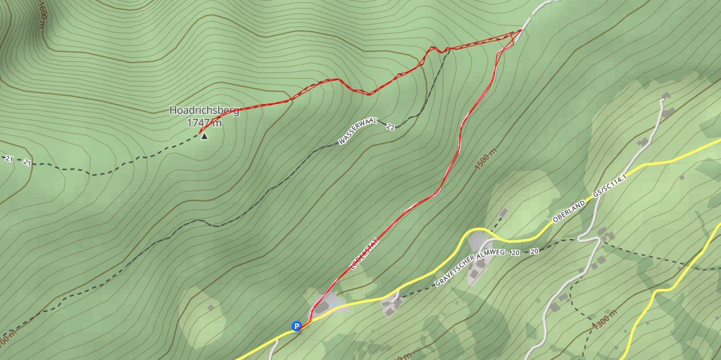 Map of the trail for Hoadrichsberg