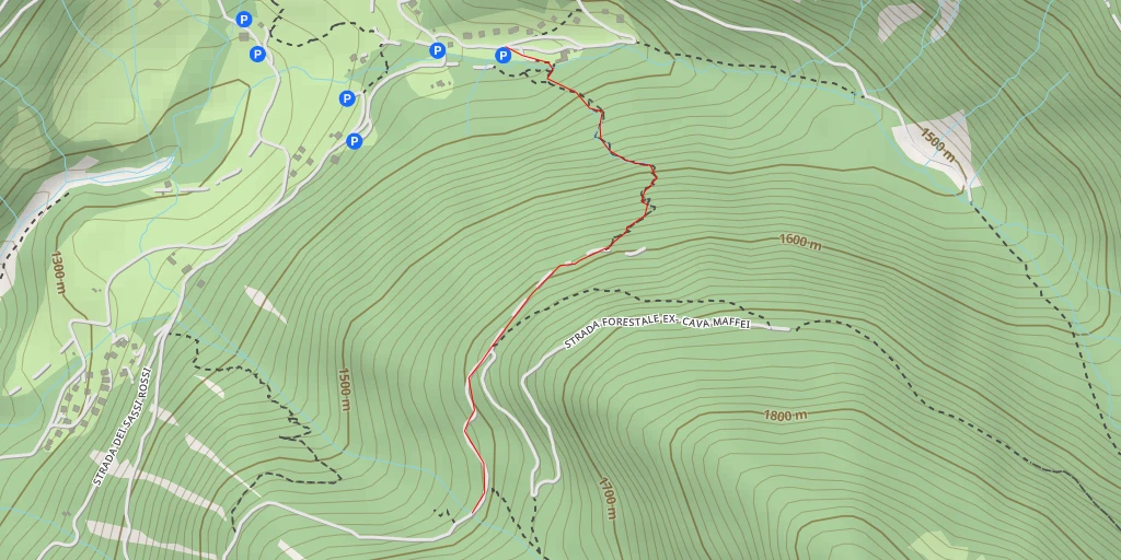 Carte de l'itinéraire :  Strada forestale Ex- cava Maffei - Strada forestale Ex- cava Maffei