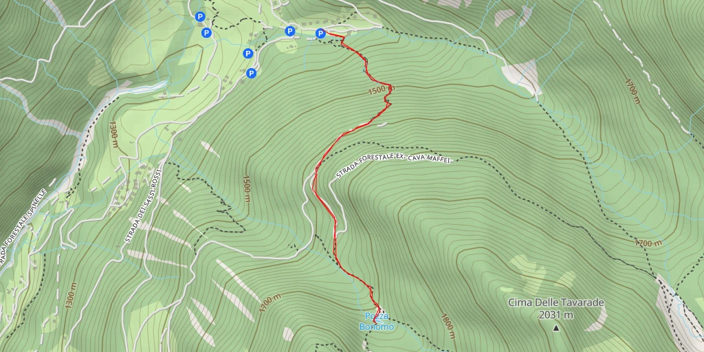 Map of the trail for Pozza Bonomo