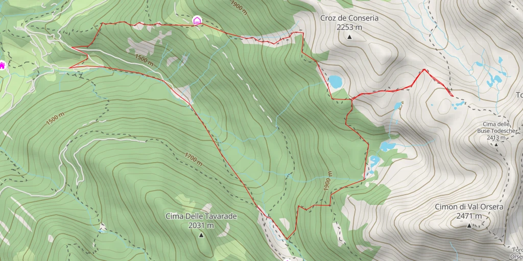 Map of the trail for Percorso Trincee Prima Guerra Mondiale