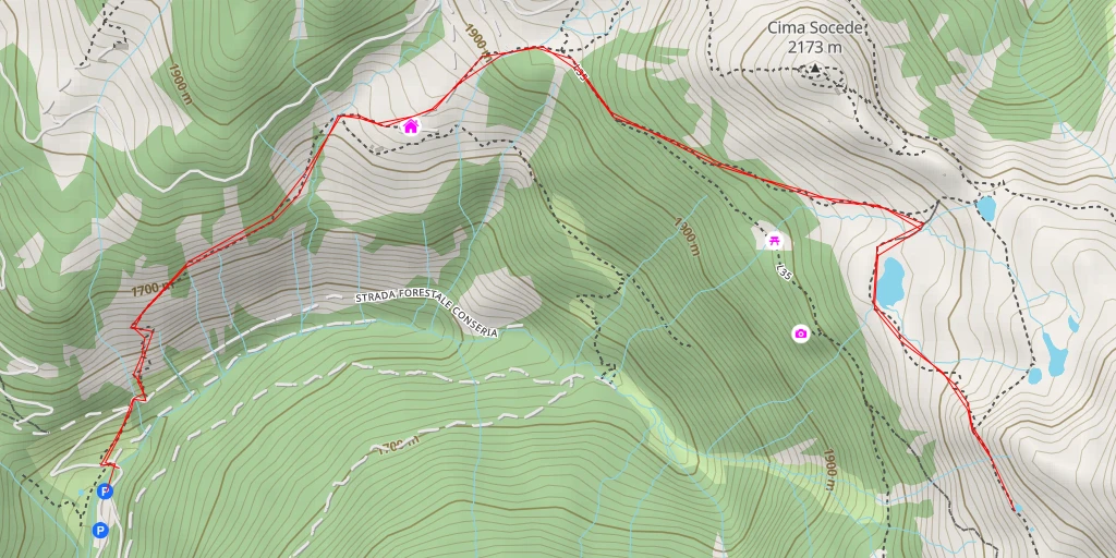 Carte de l'itinéraire :  Baito Cengello - Sentiero dei Laghi