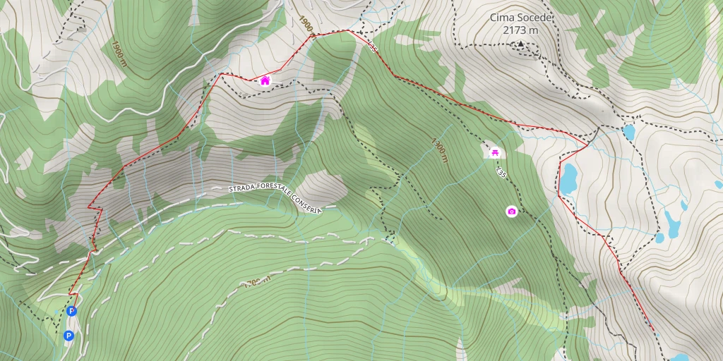 Map of the trail for Baito Cengello - Sentiero dei Laghi