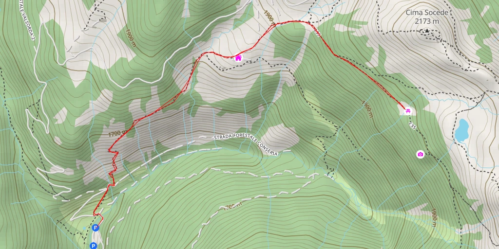 Map of the trail for Sentiero dei Laghi