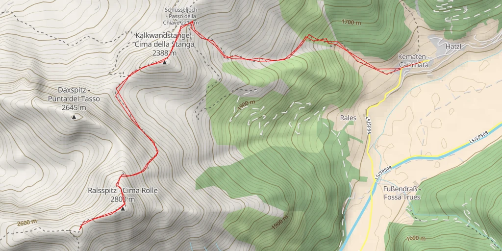 Carte de l'itinéraire :  Amthorspitze - Cima Gallina