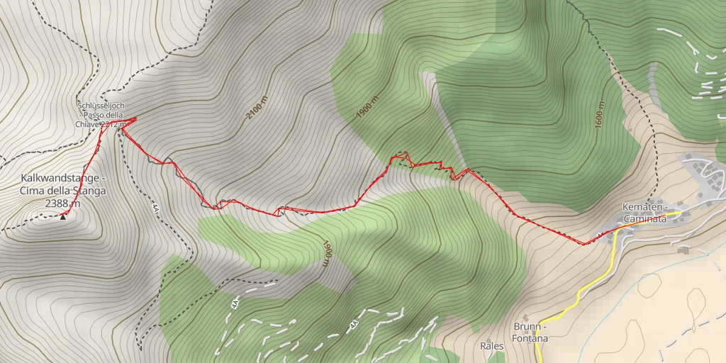 Carte de l'itinéraire :  Kalkwandspitze - Cima della Stanga