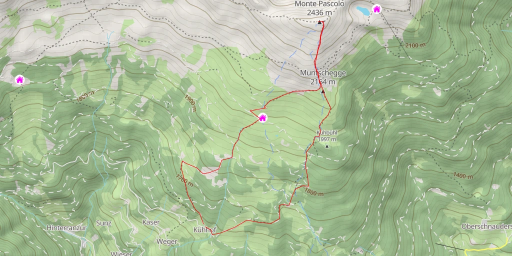 Carte de l'itinéraire :  Königsanger - Monte del Pascolo