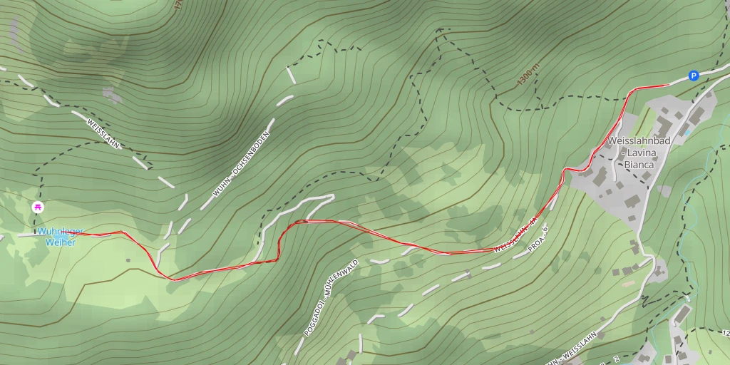 Map of the trail for Wuhnleger Weiher