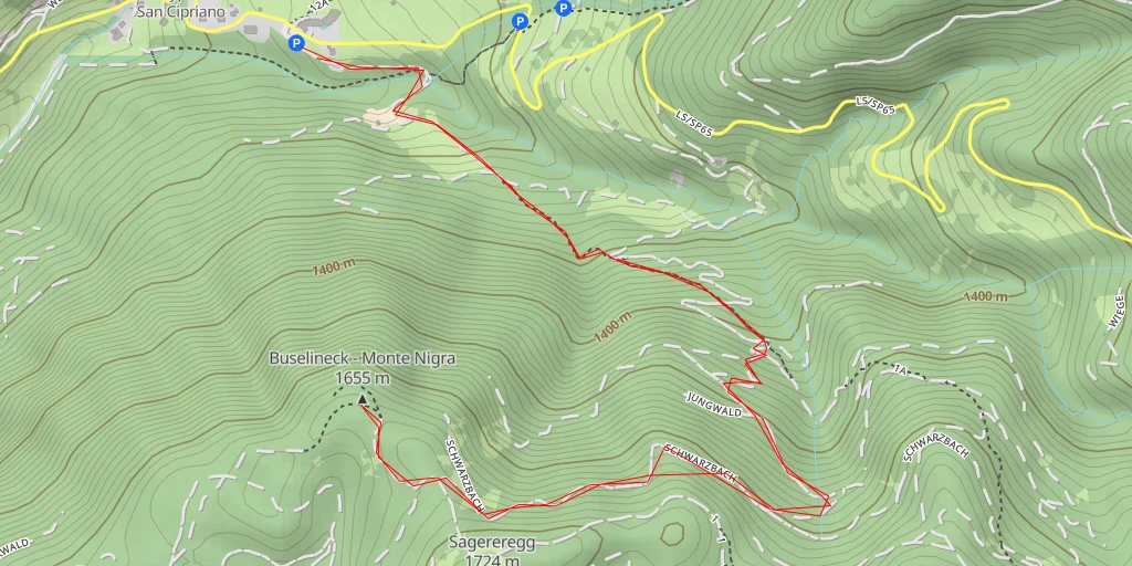 Map of the trail for Buselineck - Monte Nigra