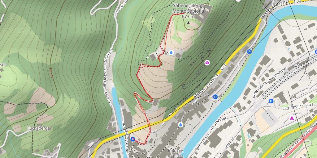 Map of the trail for Säbener Berg - Monte Sabiona