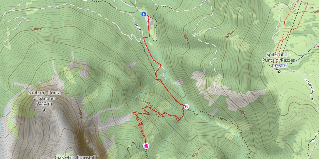 Map of the trail for Schlernbödele Hütte - Rifugio Malghetta Sciliar