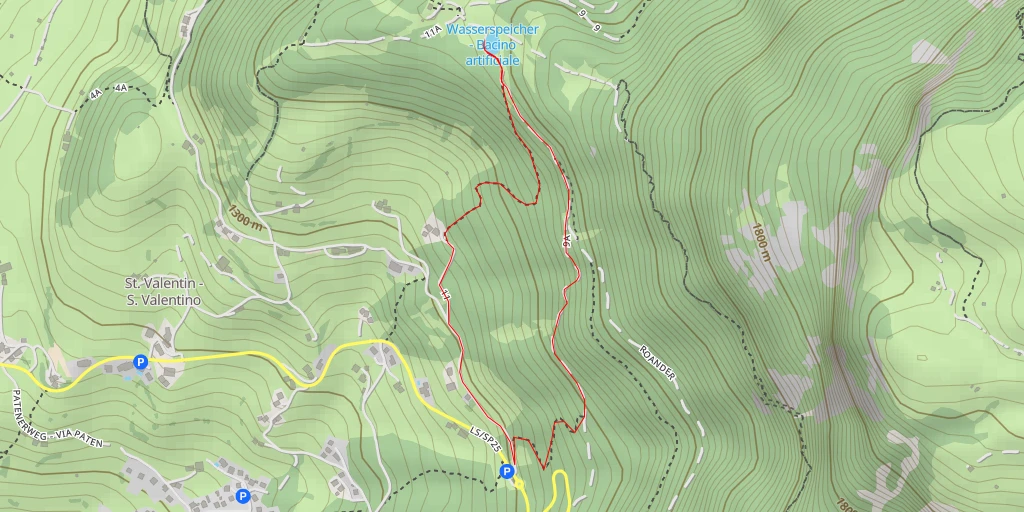 Map of the trail for Wasserspeicher - Bacino artificiale