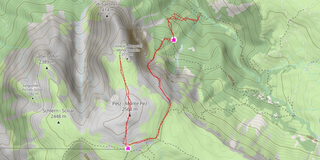 Map of the trail for Euringer - Punta Euringer