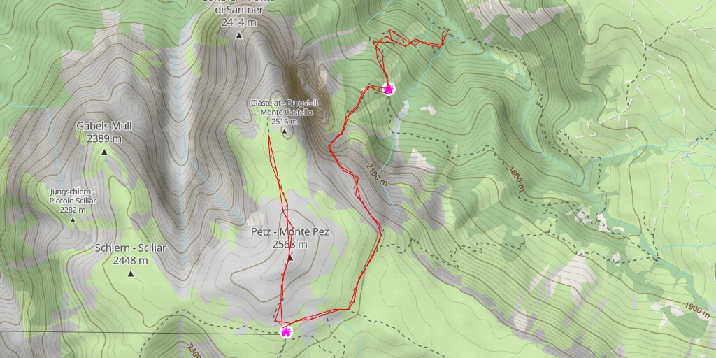 Map of the trail for Ciastelat - Burgstall - Monte Castello