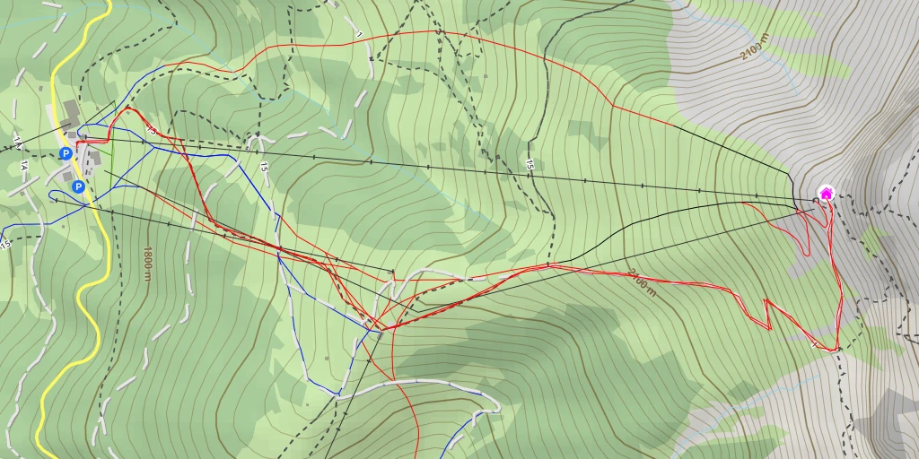 Carte de l'itinéraire :  Rosengartenhütte - Rifugio Fronza alle Coronelle