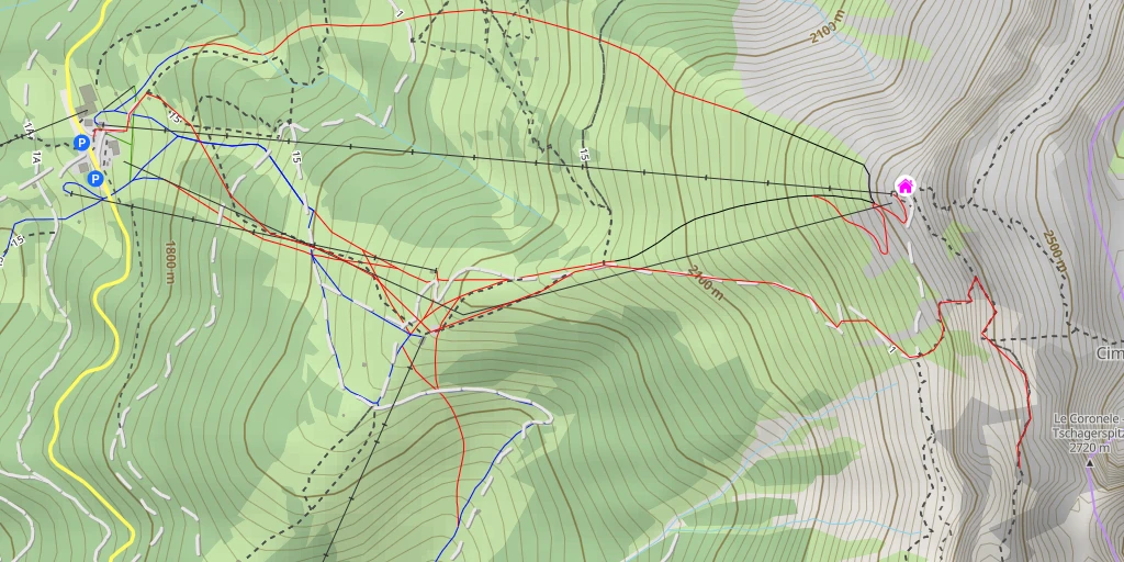 Map of the trail for Le Coronele - Tschagerspitz