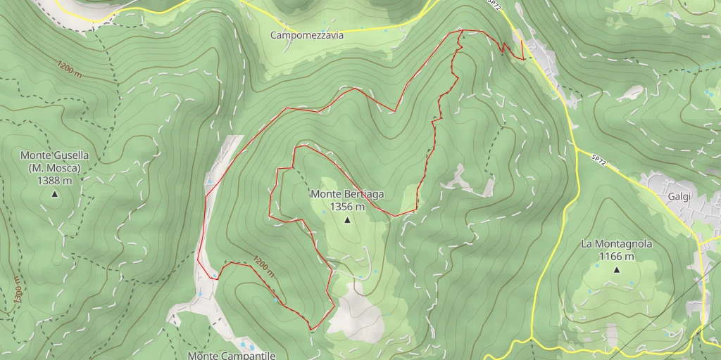 Map of the trail for Via Monte Corno