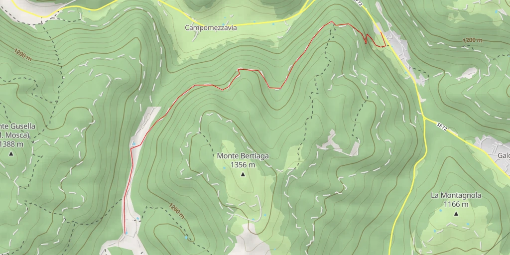 Map of the trail for Via Monte Corno