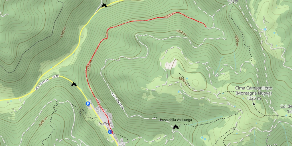 Map of the trail for Val Forcella - Val Forcella