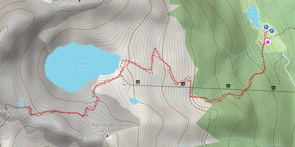 Carte de l'itinéraire :  Forcella Quarazza - Scala del Tombolin