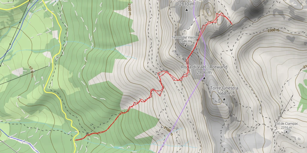 Carte de l'itinéraire :  Pael - San Giovanni di Fassa