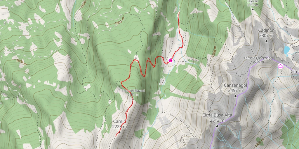 Map of the trail for nuova variante della mulattiera di Sadole causa interruzione vecchia mulattiera - nuova variante della mulattiera di Sadole causa interruzione vecchia mulattiera