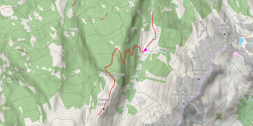 Map of the trail for nuova variante della mulattiera di Sadole causa interruzione vecchia mulattiera