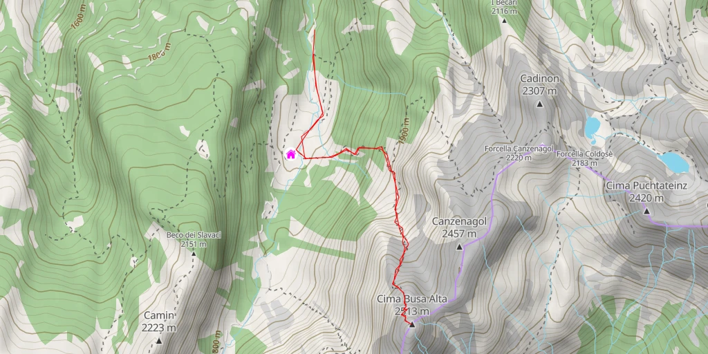 Map of the trail for Cima Busa Alta