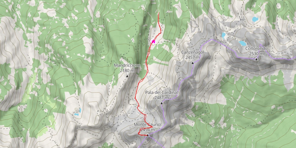 Map of the trail for Monte Cauriol