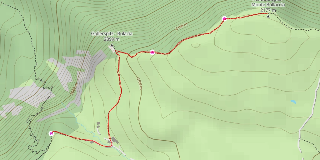 Carte de l'itinéraire :  Puflatschspitz - Monte Bullaccia