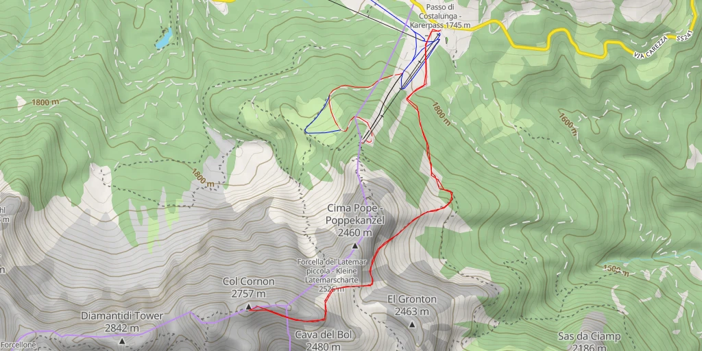 Map of the trail for Col Cornon