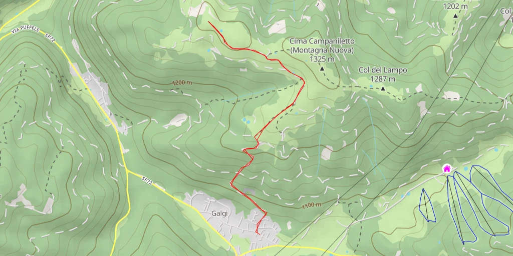 Map of the trail for Col di Cagnon