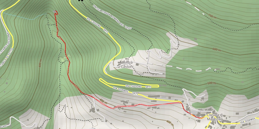 Map of the trail for Carega del Diavolo