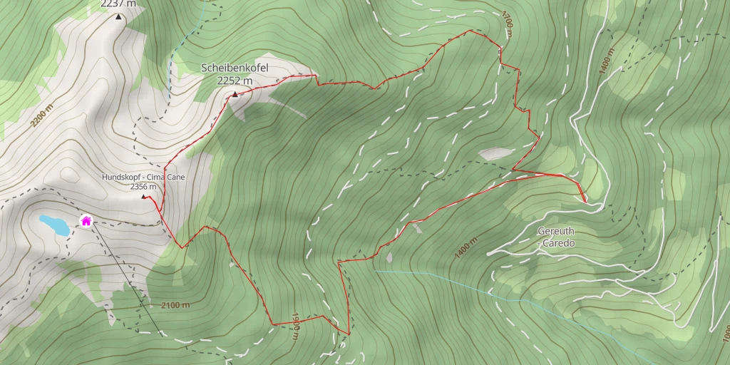 Map of the trail for Hundskopf - Cima Cane