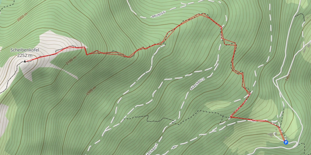 Map of the trail for Scheibenkofel - Punta del Lago Rodella