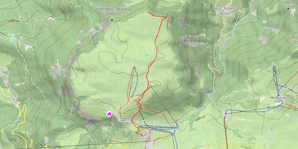 Map of the trail for Puflatschspitz - Monte Bullaccia