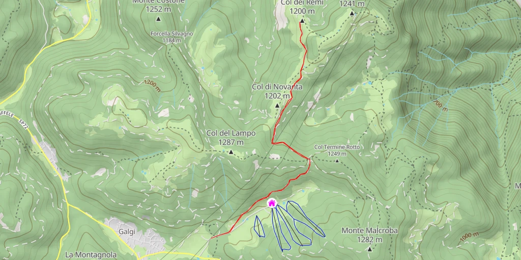 Map of the trail for Col dei Remi